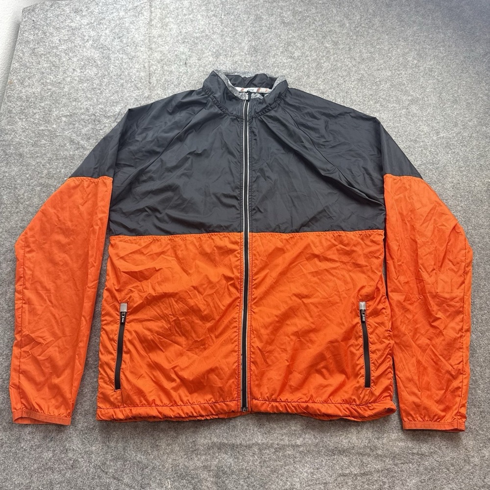 Zoot Sports Mens XL Windbreaker Jacket Orange Full Zip Running Cycling Triathlon
